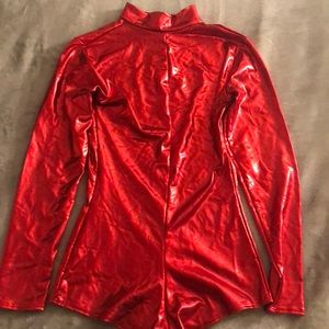 Red metallic unitard